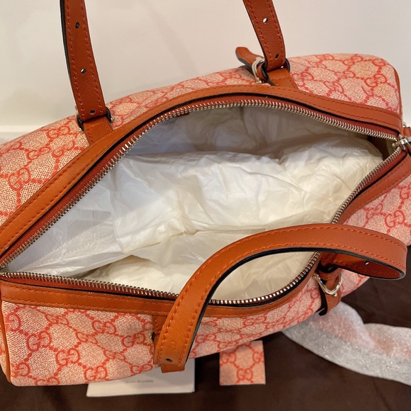 Gucci 322231 nice GG Supreme canvas boston bag Orange - Picture 8 of 11